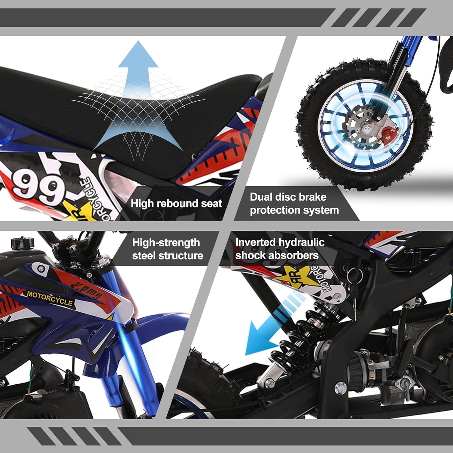 đ„Only $42.99 Last Day Promotion!-Explorinox 49cc 2-Stroke Kids Dirt Bike, Gas Power Motocross