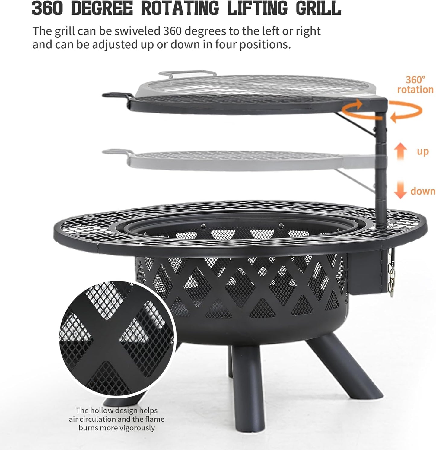 🔥Only $39.99 Last Day Promotion!-BALI OUTDOORS 2-in-1 Wood Fire Pit with Grill