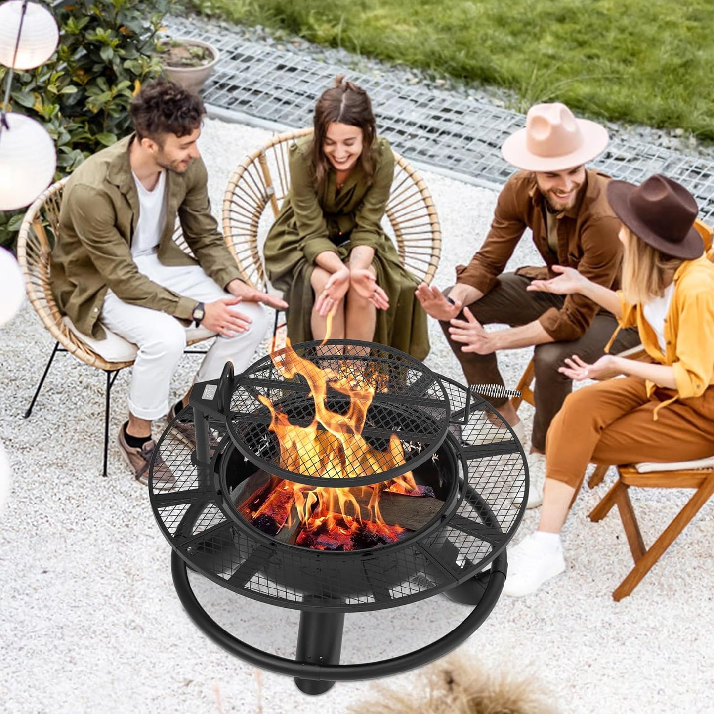🔥Only $39.99 Last Day Promotion!-BALI OUTDOORS 2-in-1 Wood Fire Pit with Grill