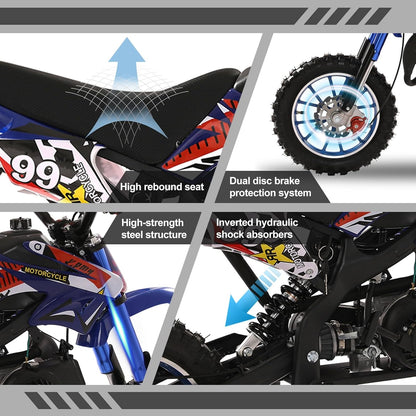 🔥Only $42.99 Last Day Promotion!-Explorinox 49cc 2-Stroke Kids Dirt Bike, Gas Power Motocross