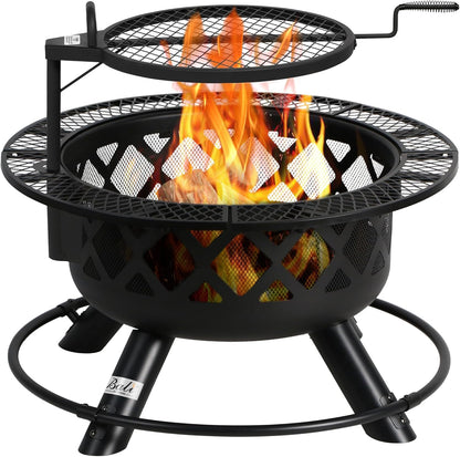 🔥Only $39.99 Last Day Promotion!-BALI OUTDOORS 2-in-1 Wood Fire Pit with Grill