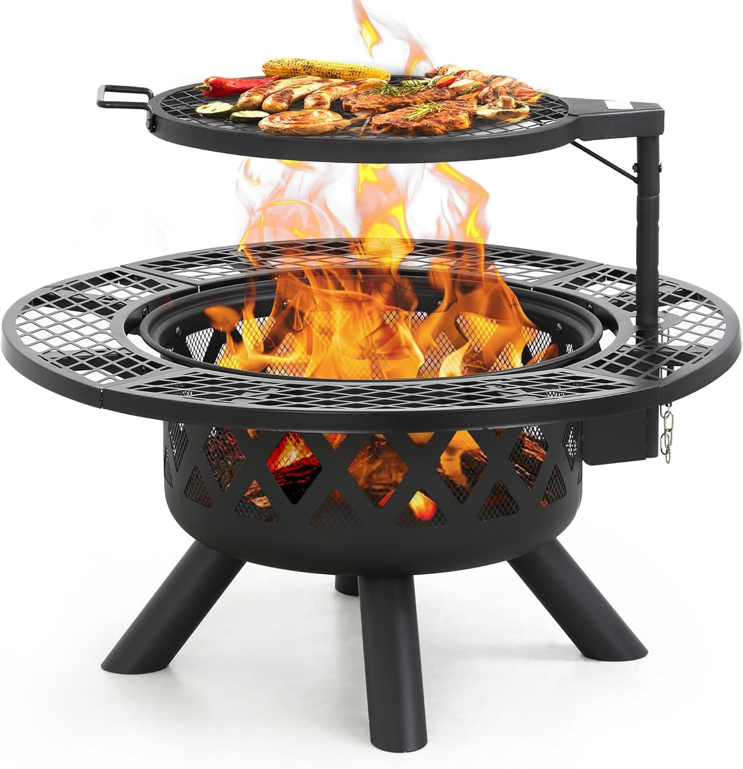 🔥Only $39.99 Last Day Promotion!-BALI OUTDOORS 2-in-1 Wood Fire Pit with Grill