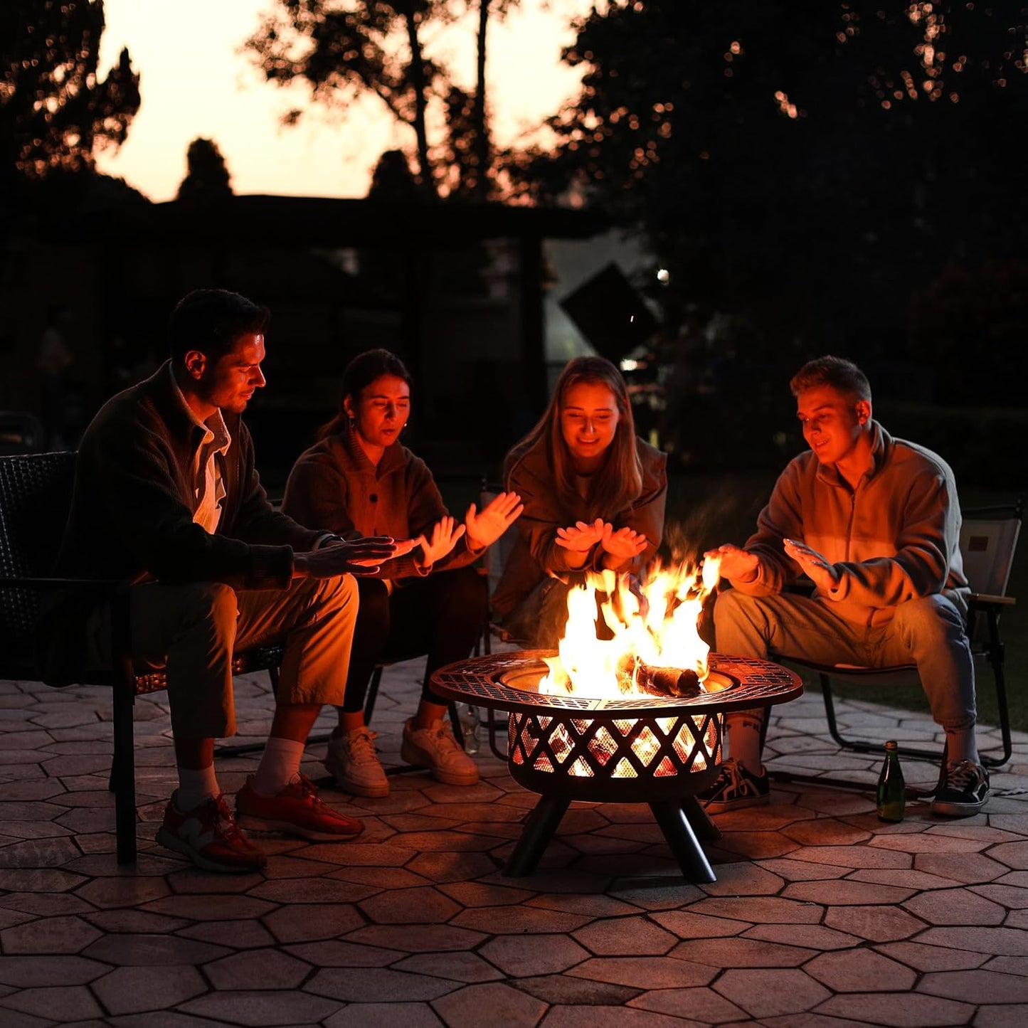 🔥Only $39.99 Last Day Promotion!-BALI OUTDOORS 2-in-1 Wood Fire Pit with Grill