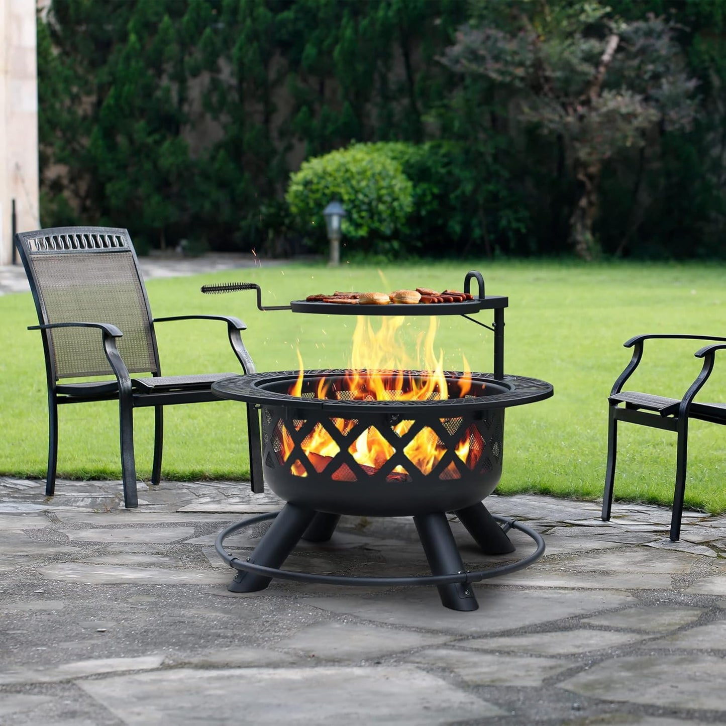 🔥Only $39.99 Last Day Promotion!-BALI OUTDOORS 2-in-1 Wood Fire Pit with Grill