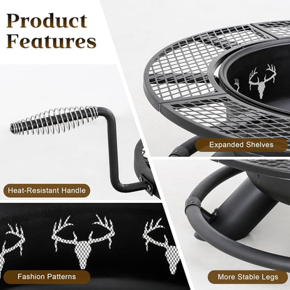 🔥Only $39.99 Last Day Promotion!-BALI OUTDOORS 2-in-1 Wood Fire Pit with Grill