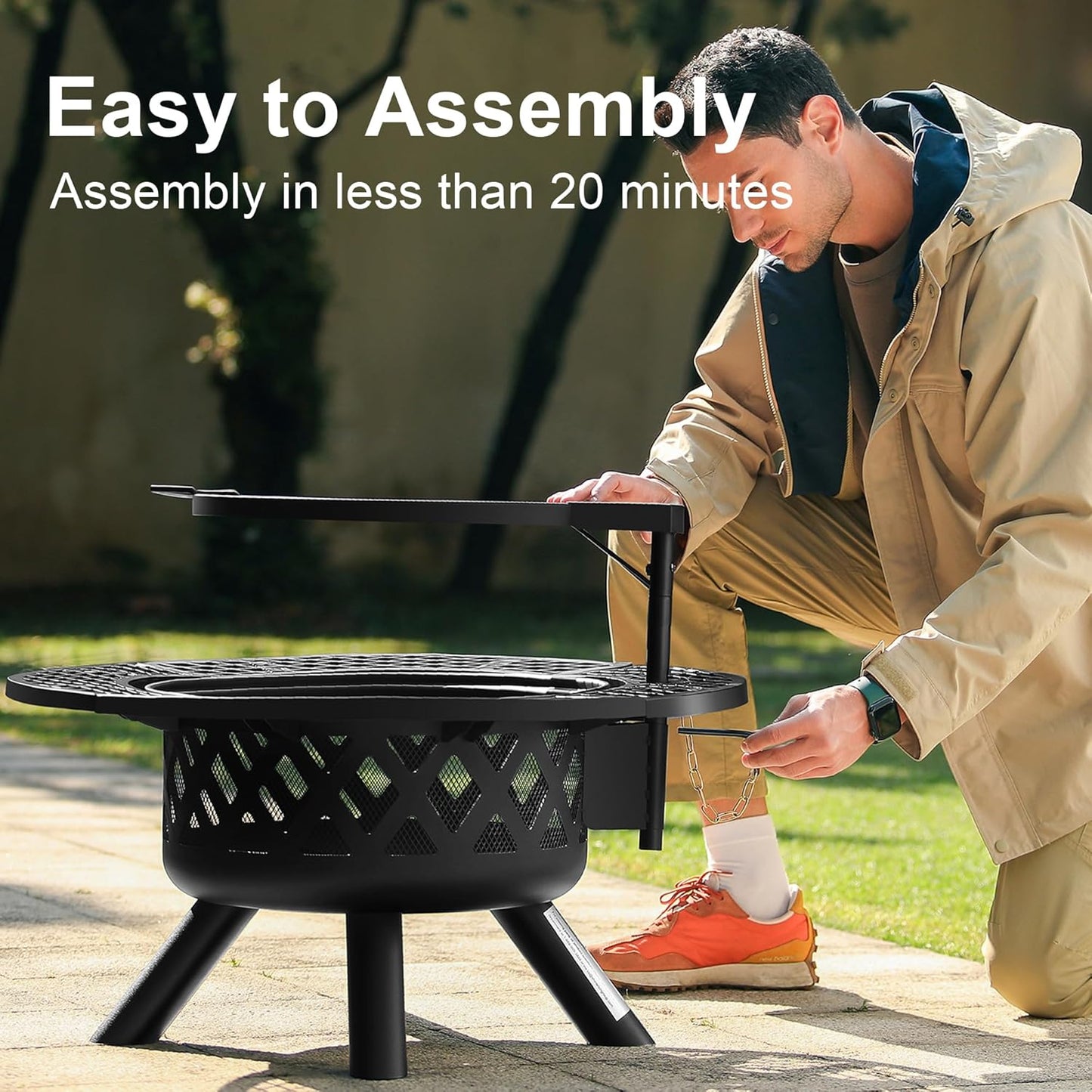 🔥Only $39.99 Last Day Promotion!-BALI OUTDOORS 2-in-1 Wood Fire Pit with Grill