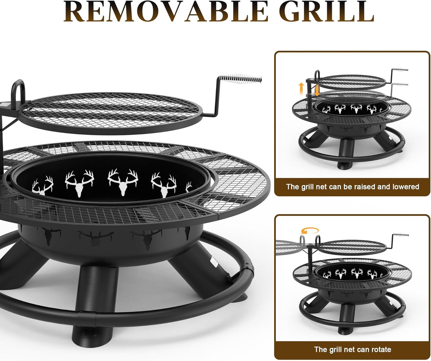 🔥Only $39.99 Last Day Promotion!-BALI OUTDOORS 2-in-1 Wood Fire Pit with Grill