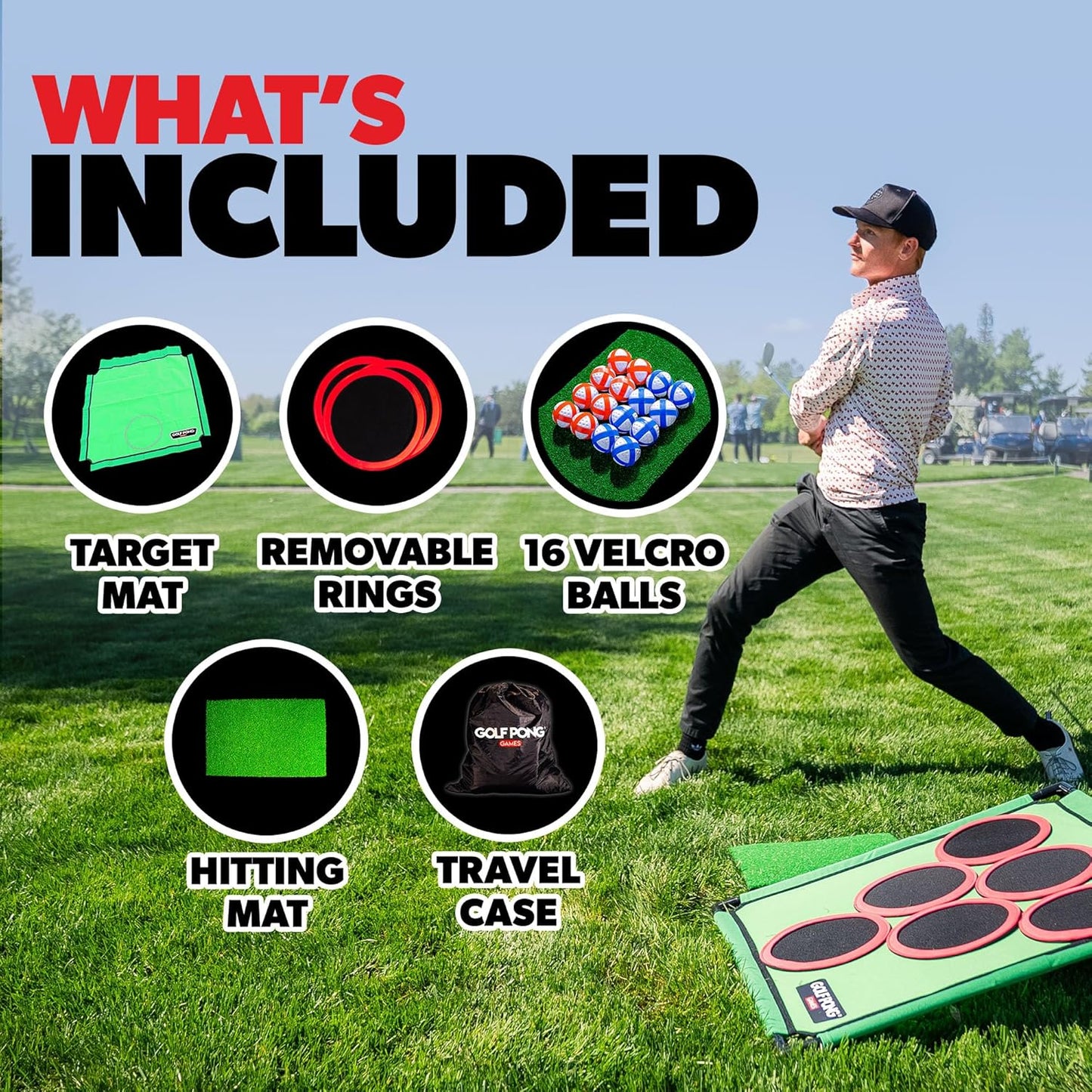 🔥Only $39.99 Last Day Promotion!-Backyard Golf Game with 16 Chipping Velcro Balls & Mat